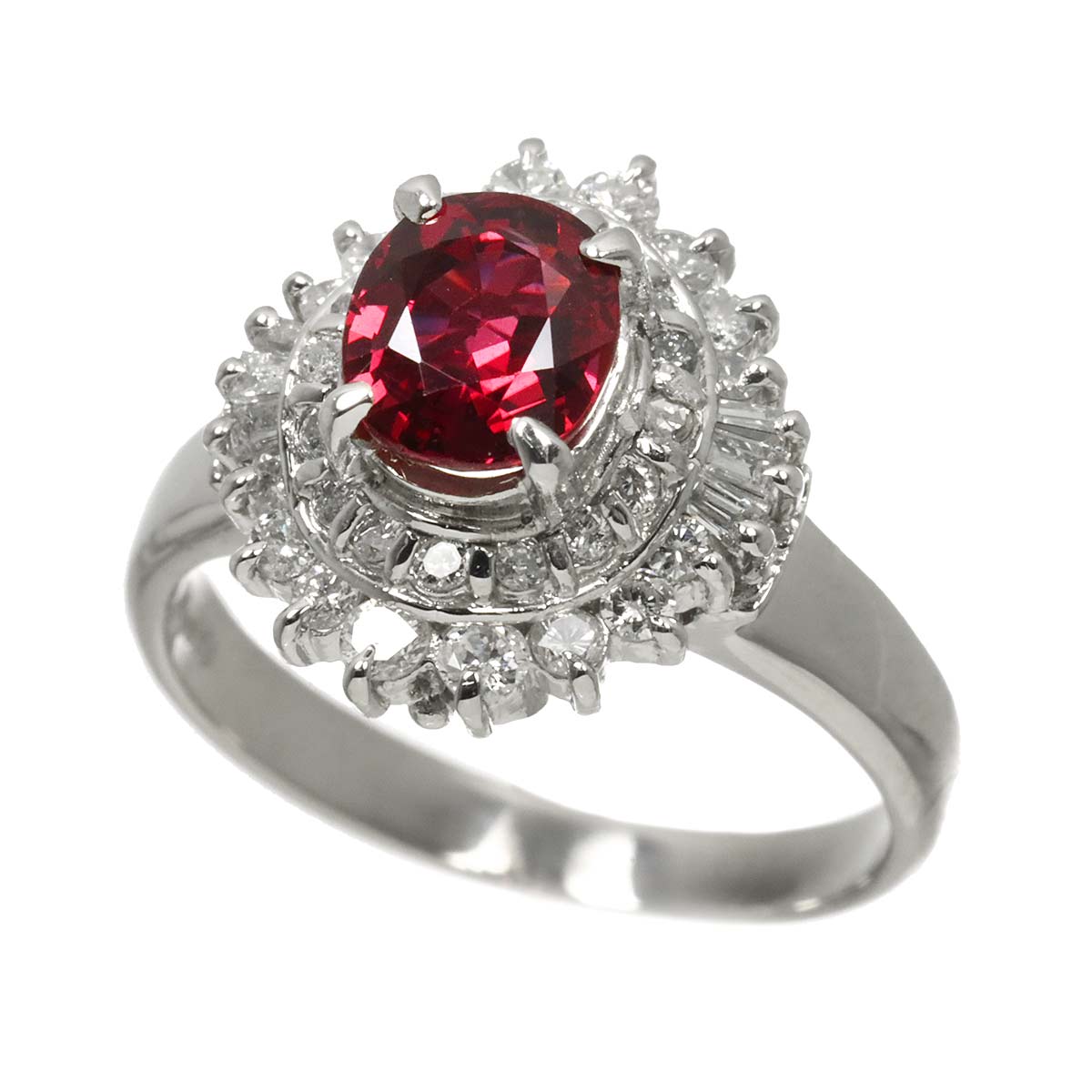 Ruby 1.25ct Diamond 0.52ct Ring Pt Platinum size5.5-5.75(US)