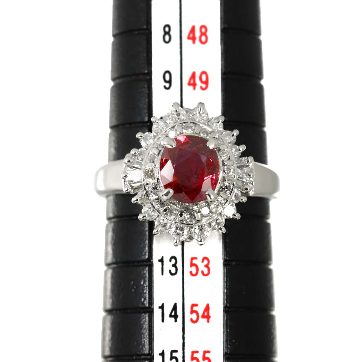 Ruby 1.25ct Diamond 0.52ct Ring Pt Platinum size5.5-5.75(US)