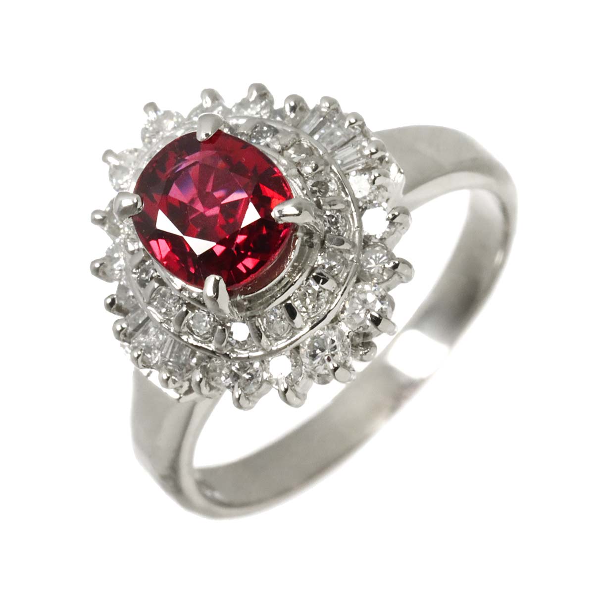 Ruby 1.25ct Diamond 0.52ct Ring Pt Platinum size5.5-5.75(US)