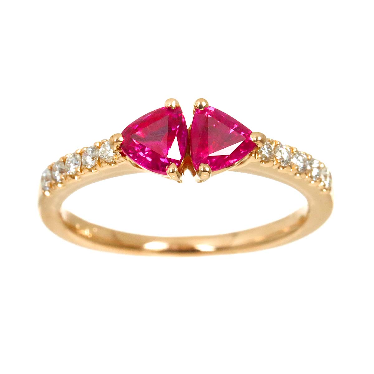 Ruby 0.83ct Diamond 0.12ct Ring 18K PG Pink Gold 750 Size4.5-4.75(US)