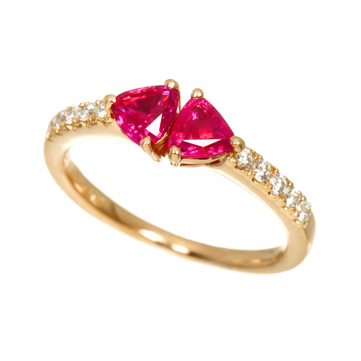 Ruby 0.83ct Diamond 0.12ct Ring 18K PG Pink Gold 750 Size4.5-4.75(US)