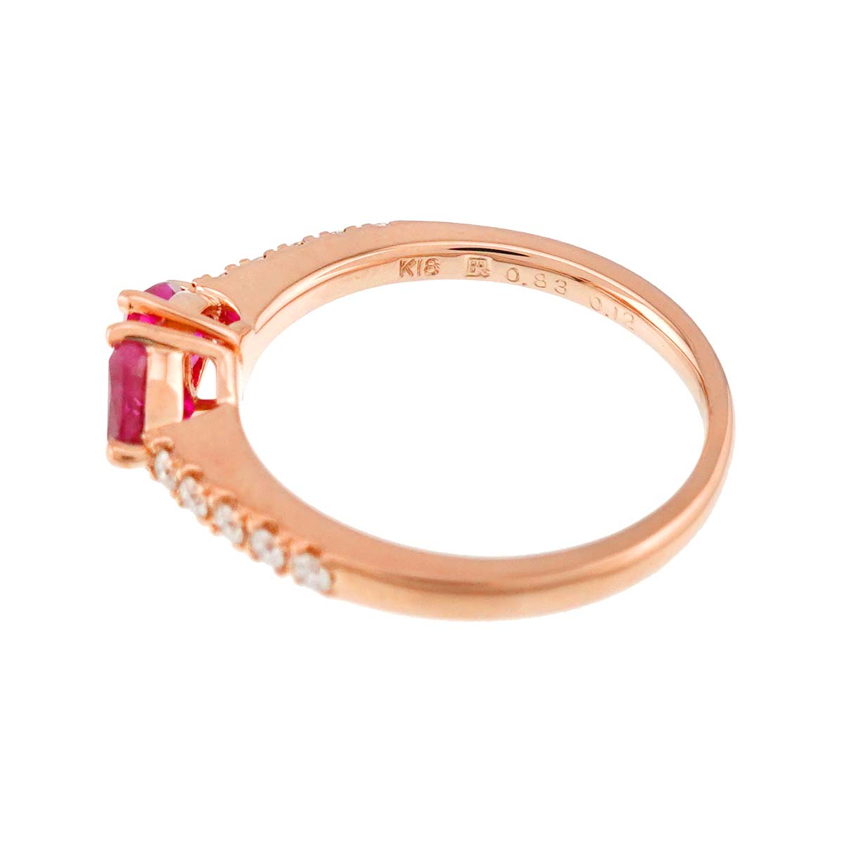 Ruby 0.83ct Diamond 0.12ct Ring 18K PG Pink Gold 750 Size4.5-4.75(US)
