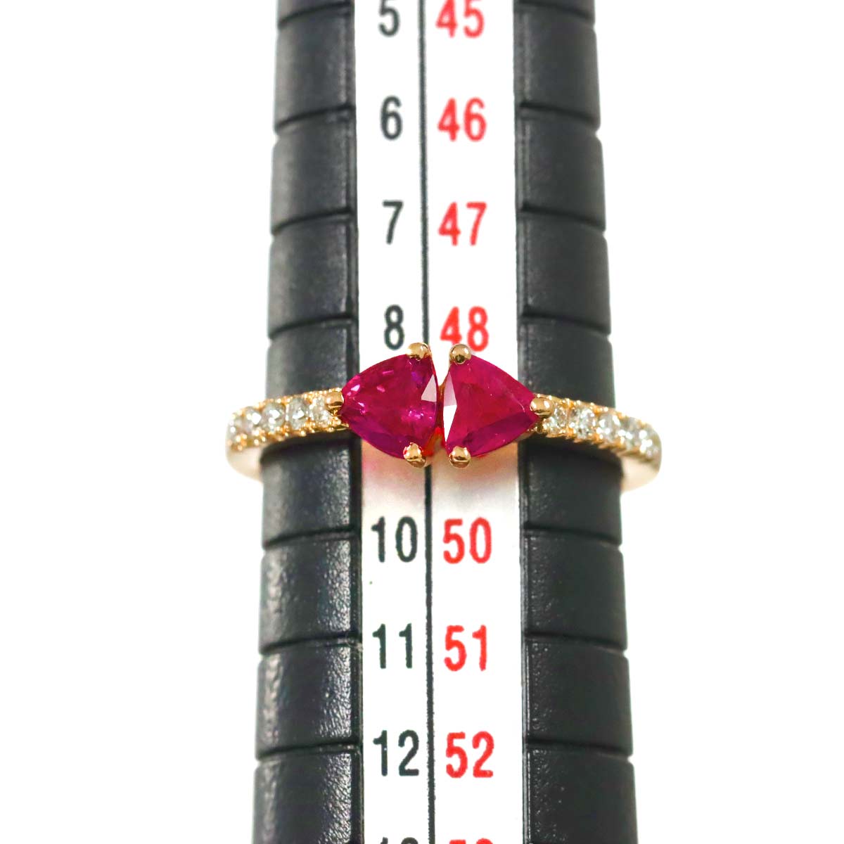 Ruby 0.83ct Diamond 0.12ct Ring 18K PG Pink Gold 750 Size4.5-4.75(US)