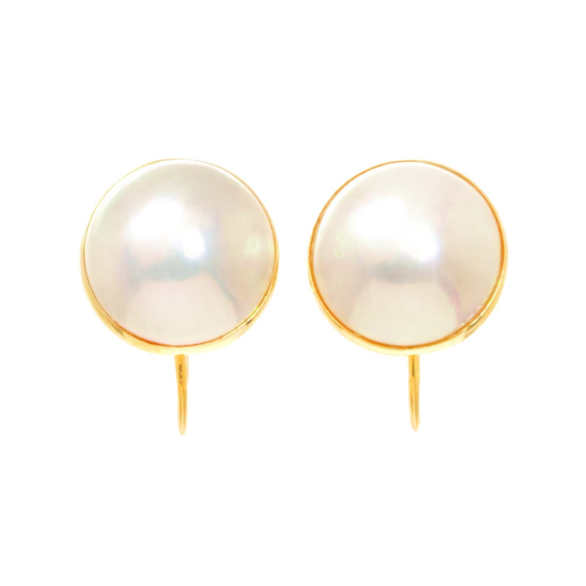 Mabe Pearl Earrings Clip on 18K K18 YG 750