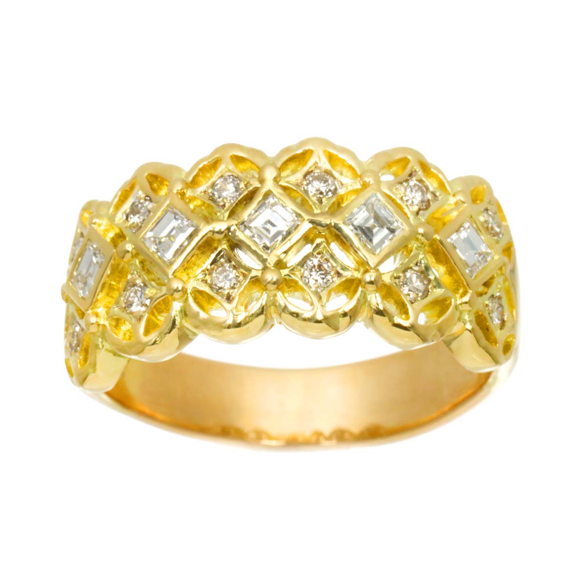 Diamond 0.70ct Ring 18K YG Yellow Gold 750 size8-8.25(US)