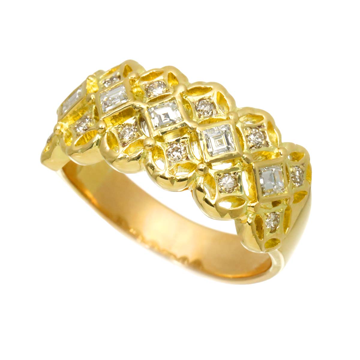Diamond 0.70ct Ring 18K YG Yellow Gold 750 size8-8.25(US)
