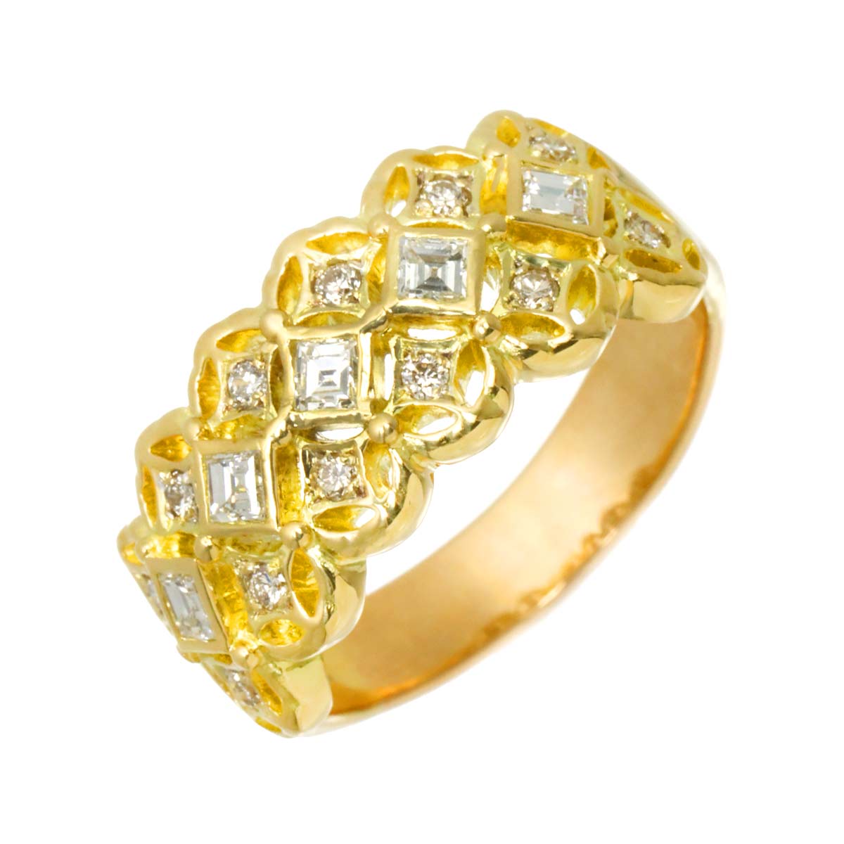 Diamond 0.70ct Ring 18K YG Yellow Gold 750 size8-8.25(US)