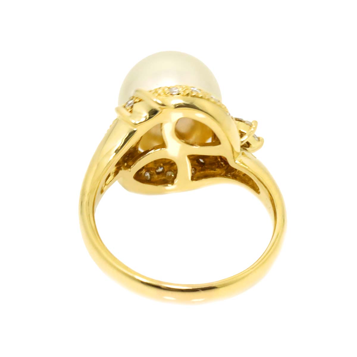 South Sea pearl 11.1mm Diamond 0.41ct Ring 18K YG 750 size7.75-8(US)