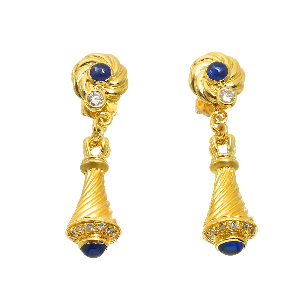 Sapphire 0.51ct/0.51ct Diamond 0.12ct/0.12ct Earrings Pierced 18K 750