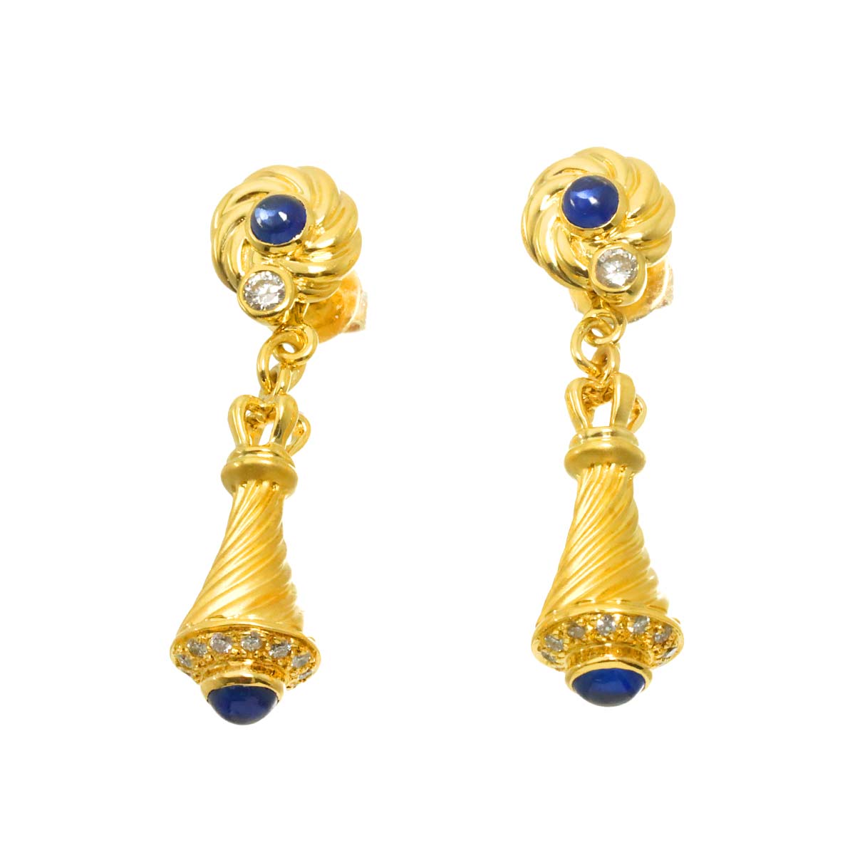 Sapphire 0.51ct/0.51ct Diamond 0.12ct/0.12ct Earrings Pierced 18K 750