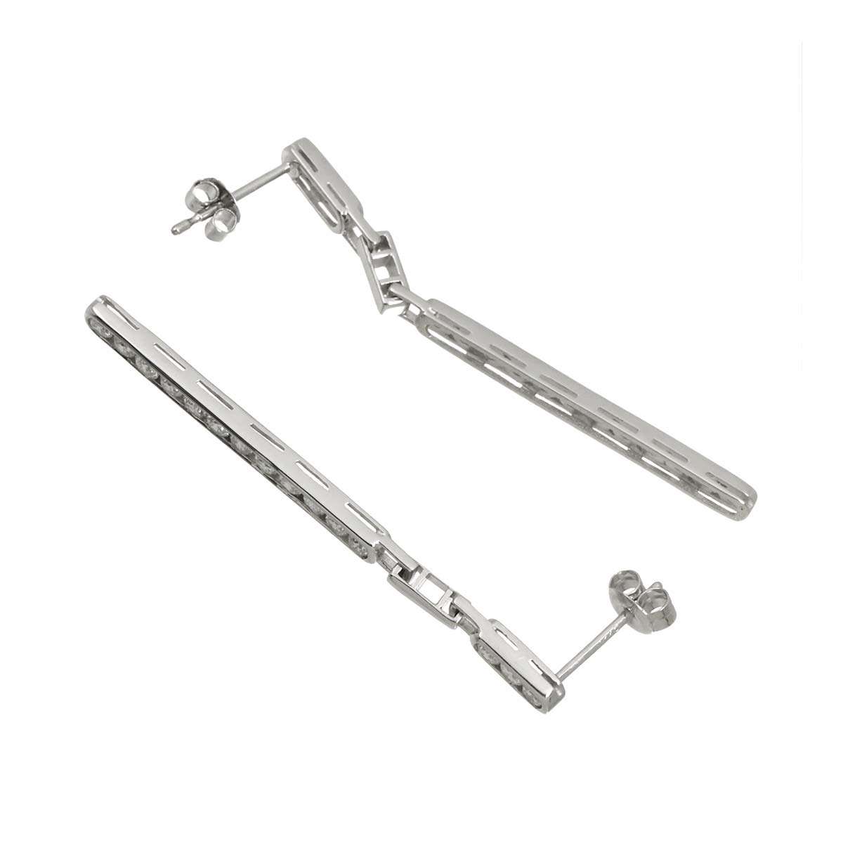 Diamond 0.70ct/0.70ct Earrings Pierced 18K K18 WG 750