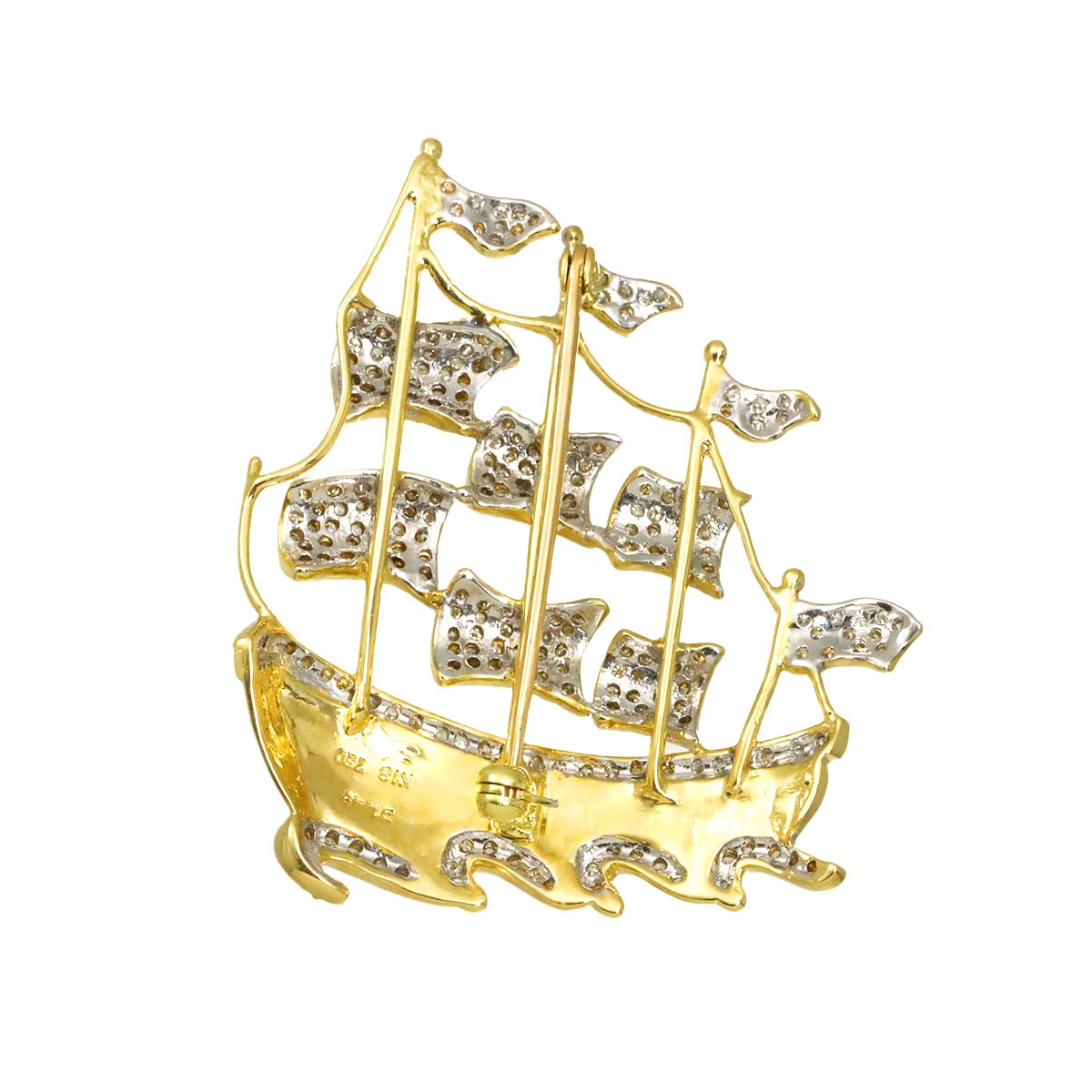 Diamond 1.45ct Brooch 18K YG Yellow Gold 750