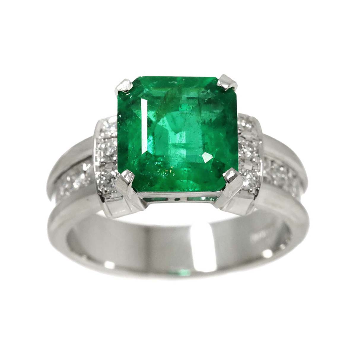 Emerald 2.75ct Diamond 0.27ct Ring Pt Platinum size5.5-5.75(US)