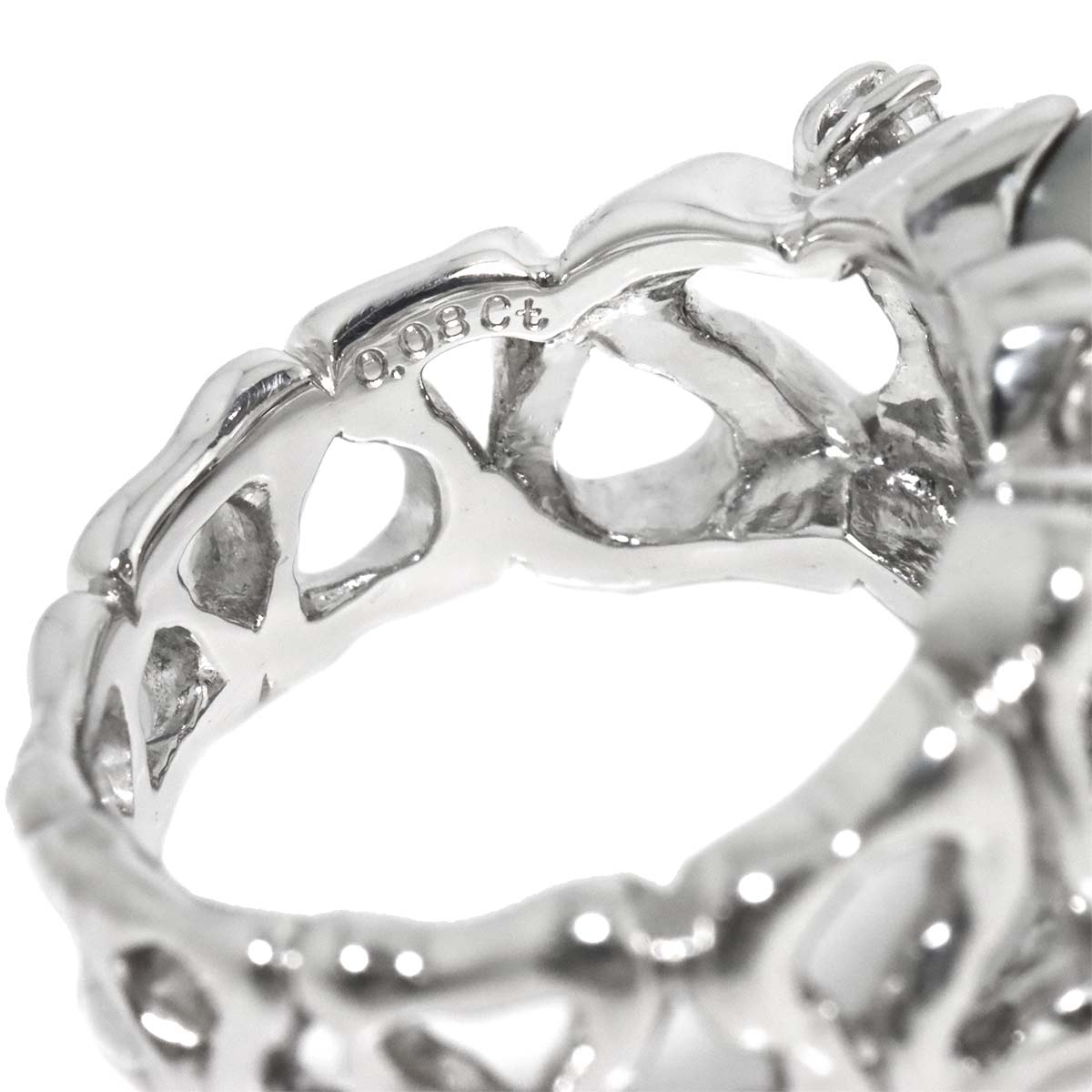 Baroque Pearl Diamond Ring Platinum size5-5.25(US)