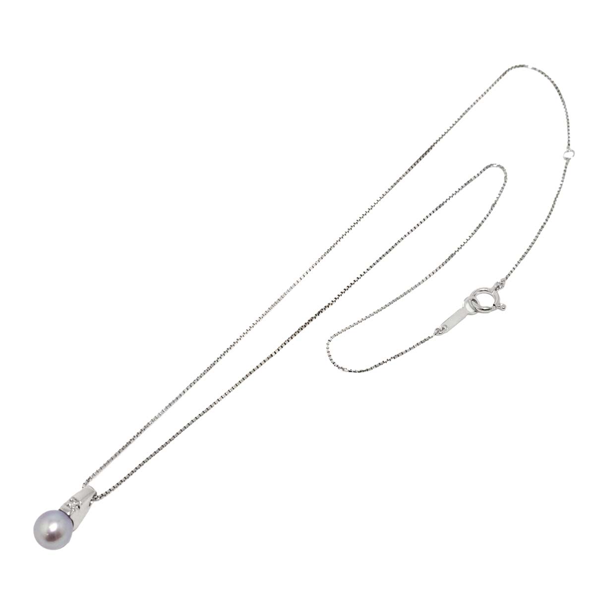 Freshwater pearl 6.4mm Diamond 0.01ct Necklace 14K WG 585