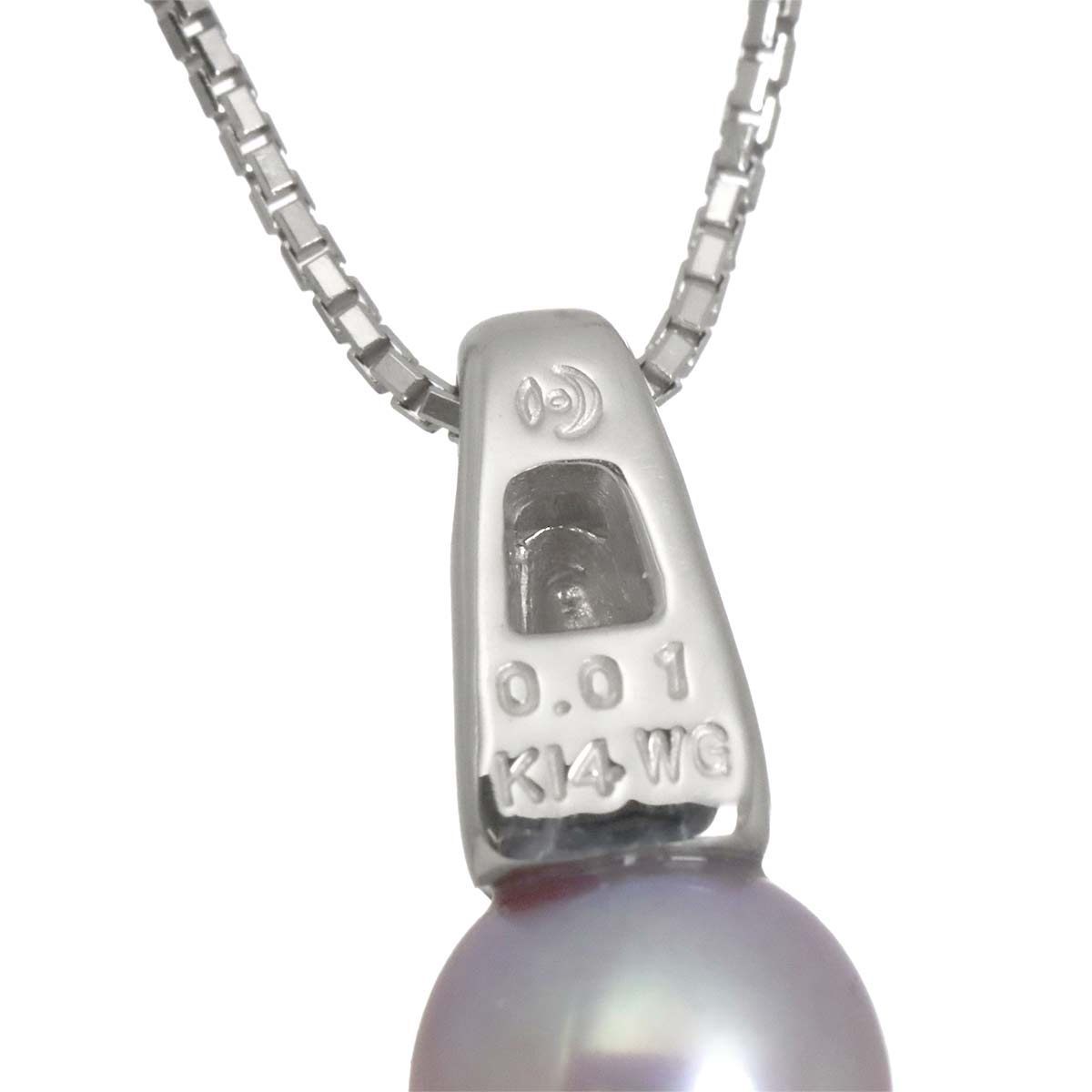 Freshwater pearl 6.4mm Diamond 0.01ct Necklace 14K WG 585