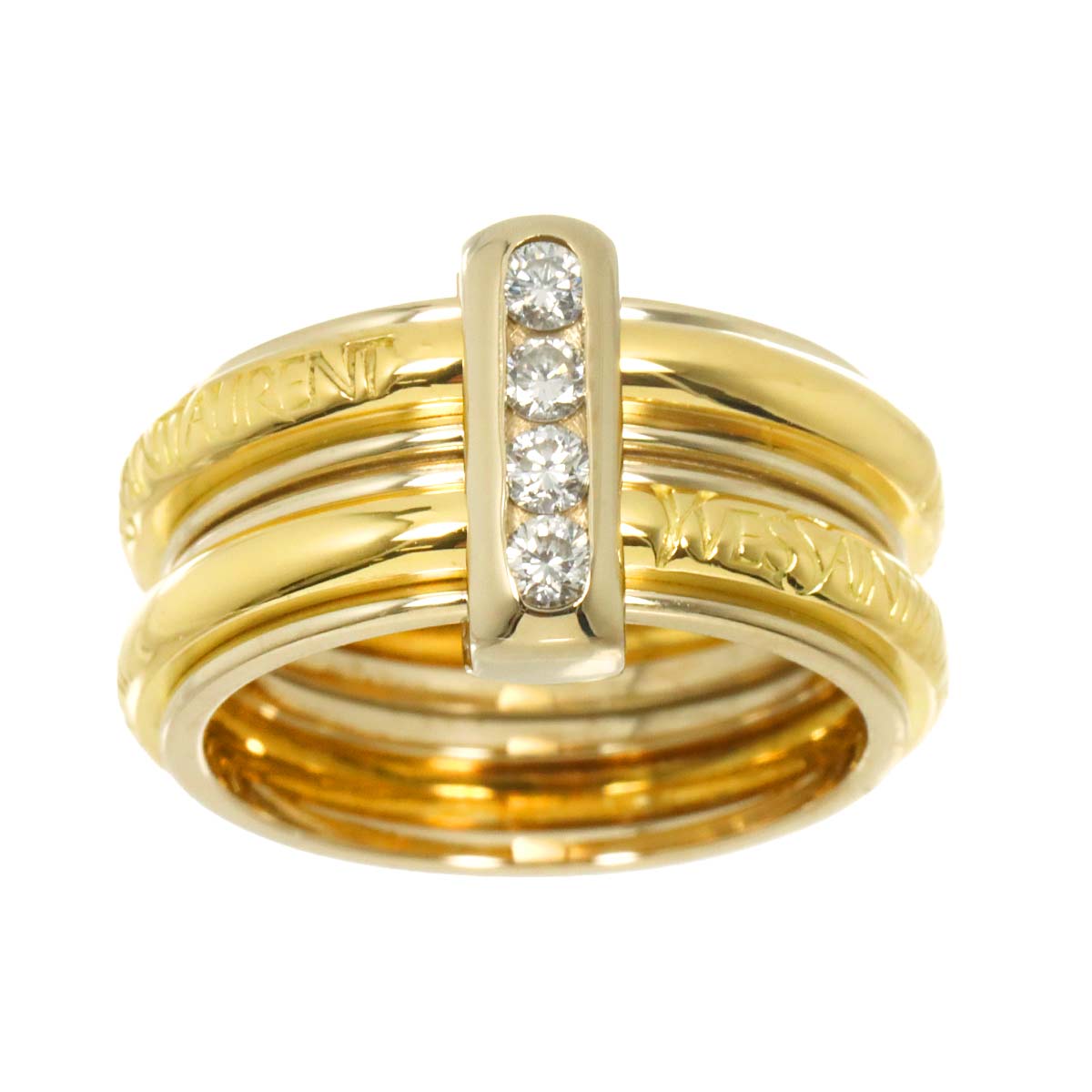 Diamond Ring 18K YG 750 size6 3.75(US)