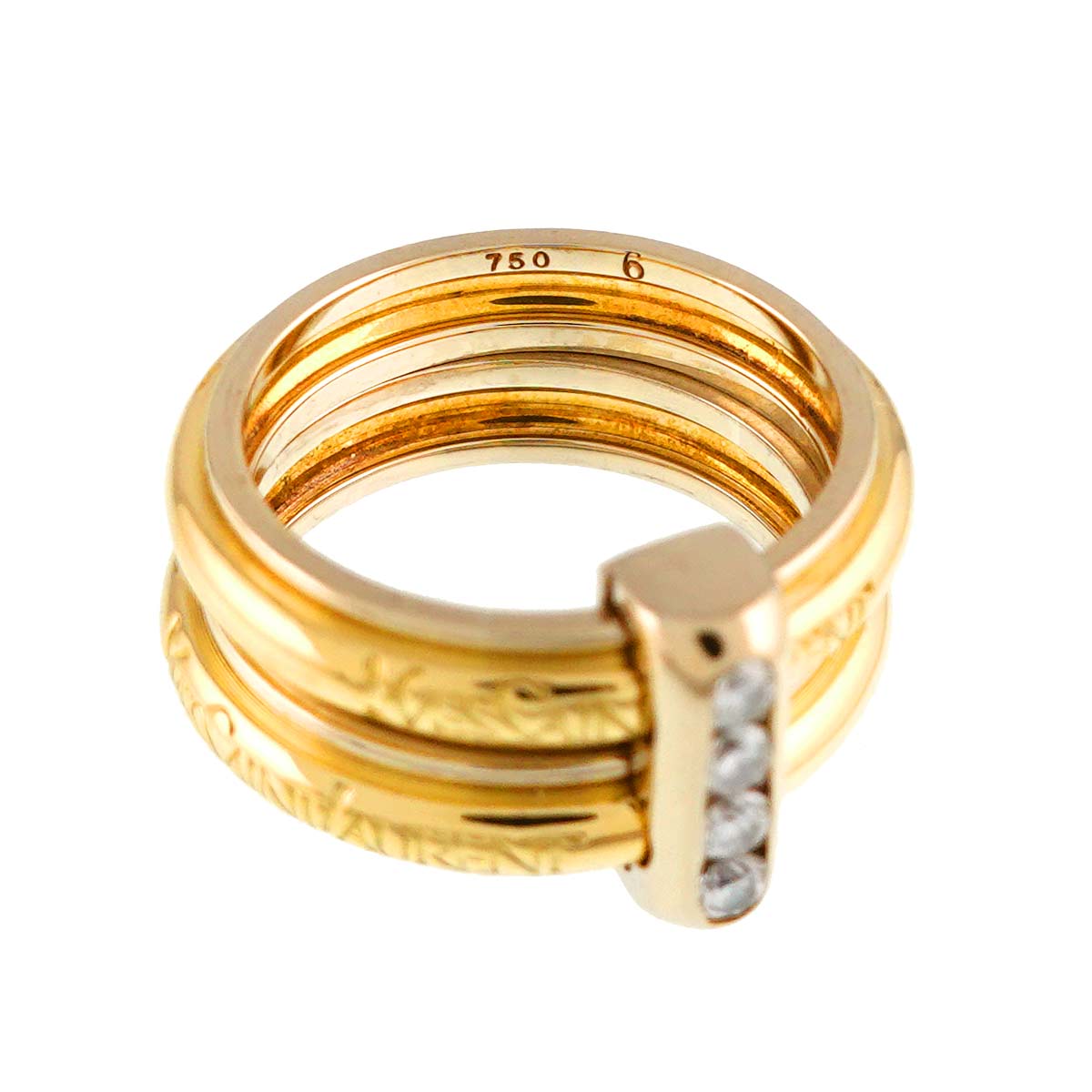 Diamond Ring 18K YG 750 size6 3.75(US)