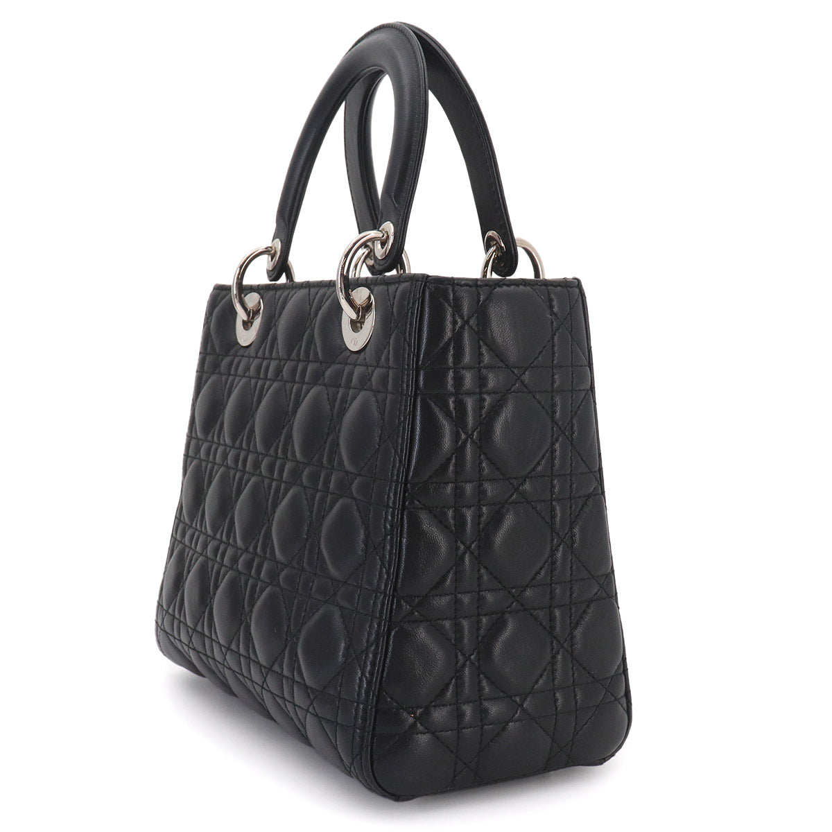 Lady Dior Medium Hand Shoulder Bag Leather Black Purse