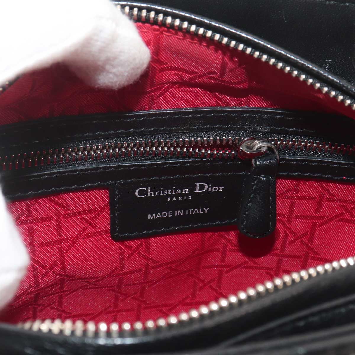 Lady Dior Medium Hand Shoulder Bag Leather Black Purse