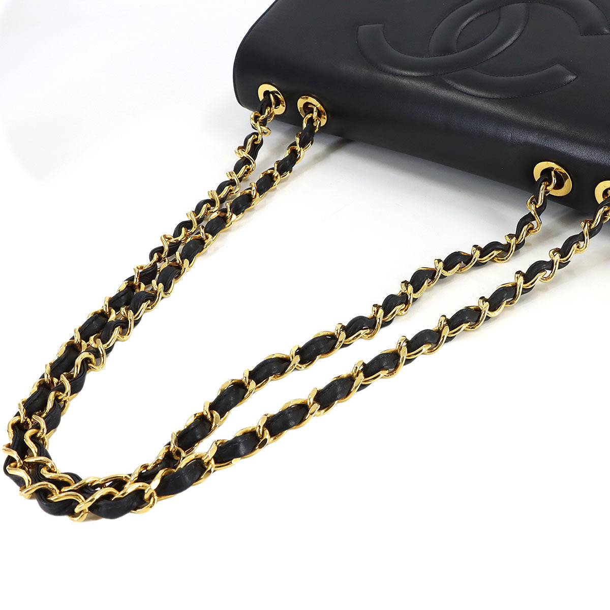 Matelasse Chain Shoulder Bag Leather Black Purse