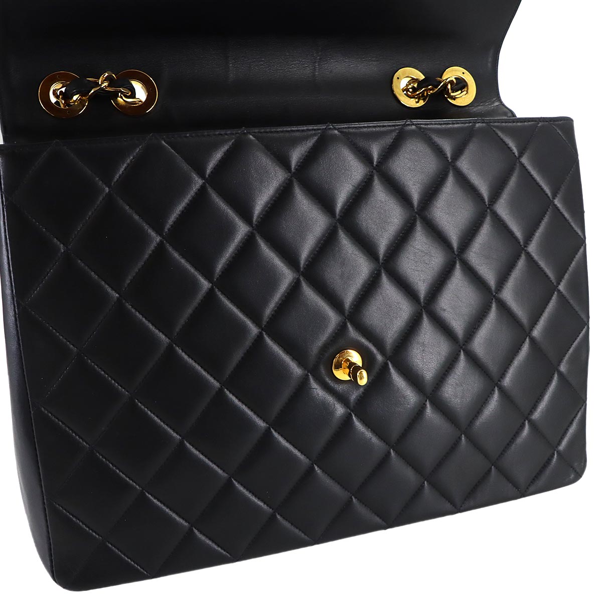 Matelasse Chain Shoulder Bag Leather Black Purse
