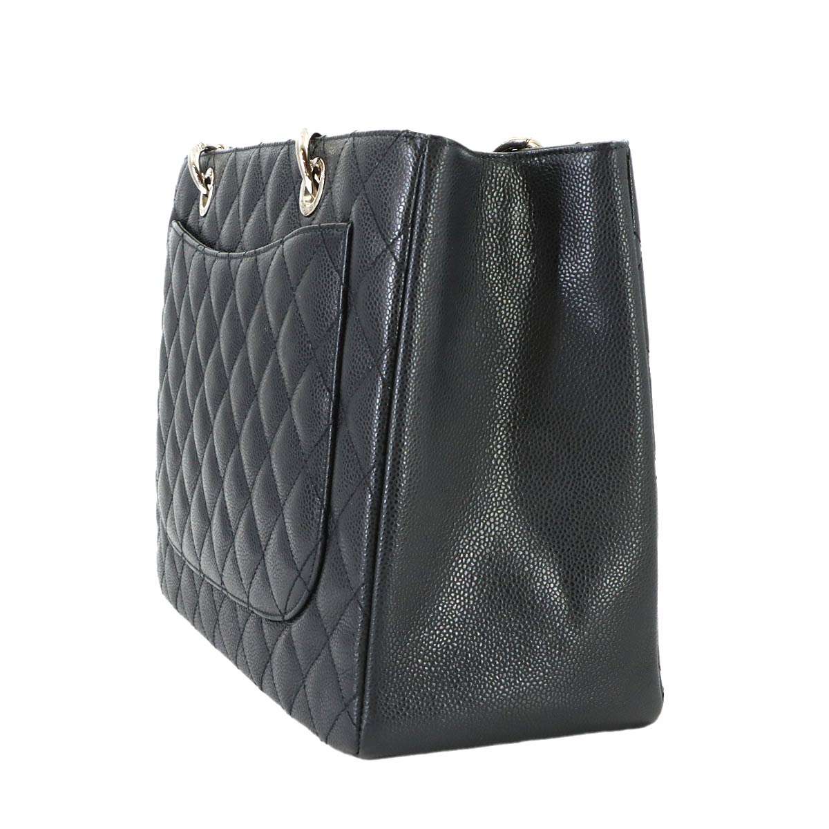 Matelasse Grand Shopping Tote Bag Leather Black GST A50995