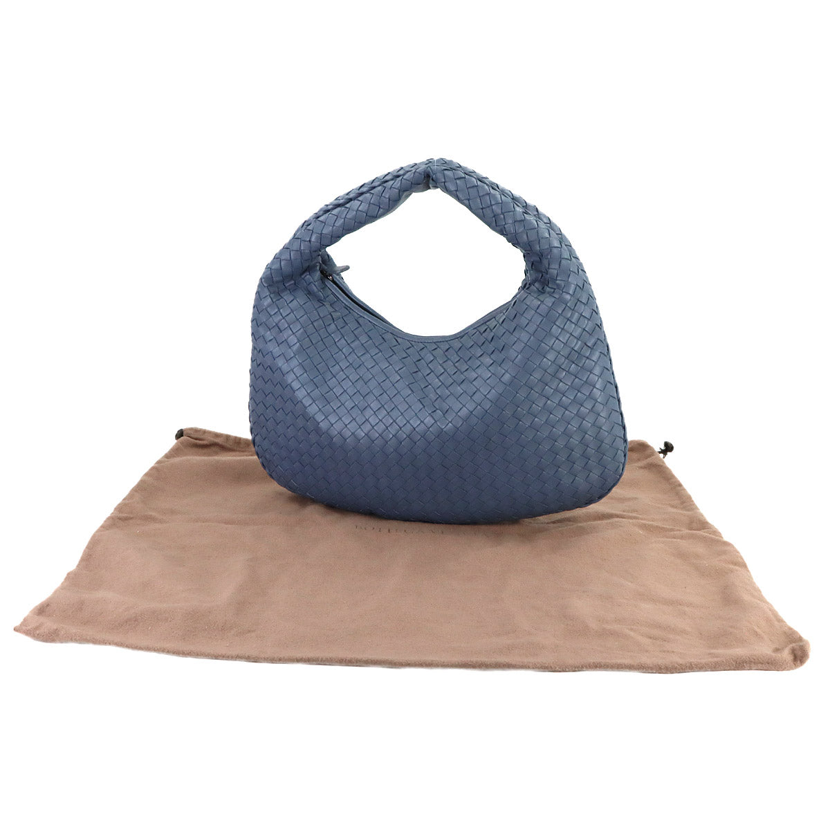 Intrecciato Shoulder Bag Leather Blue