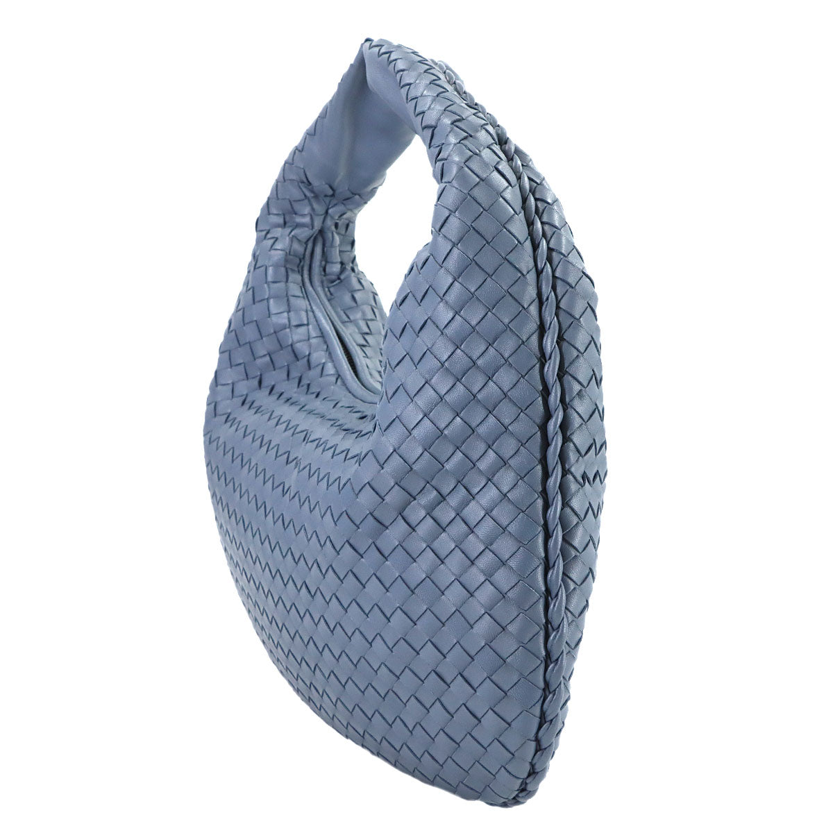 Intrecciato Shoulder Bag Leather Blue