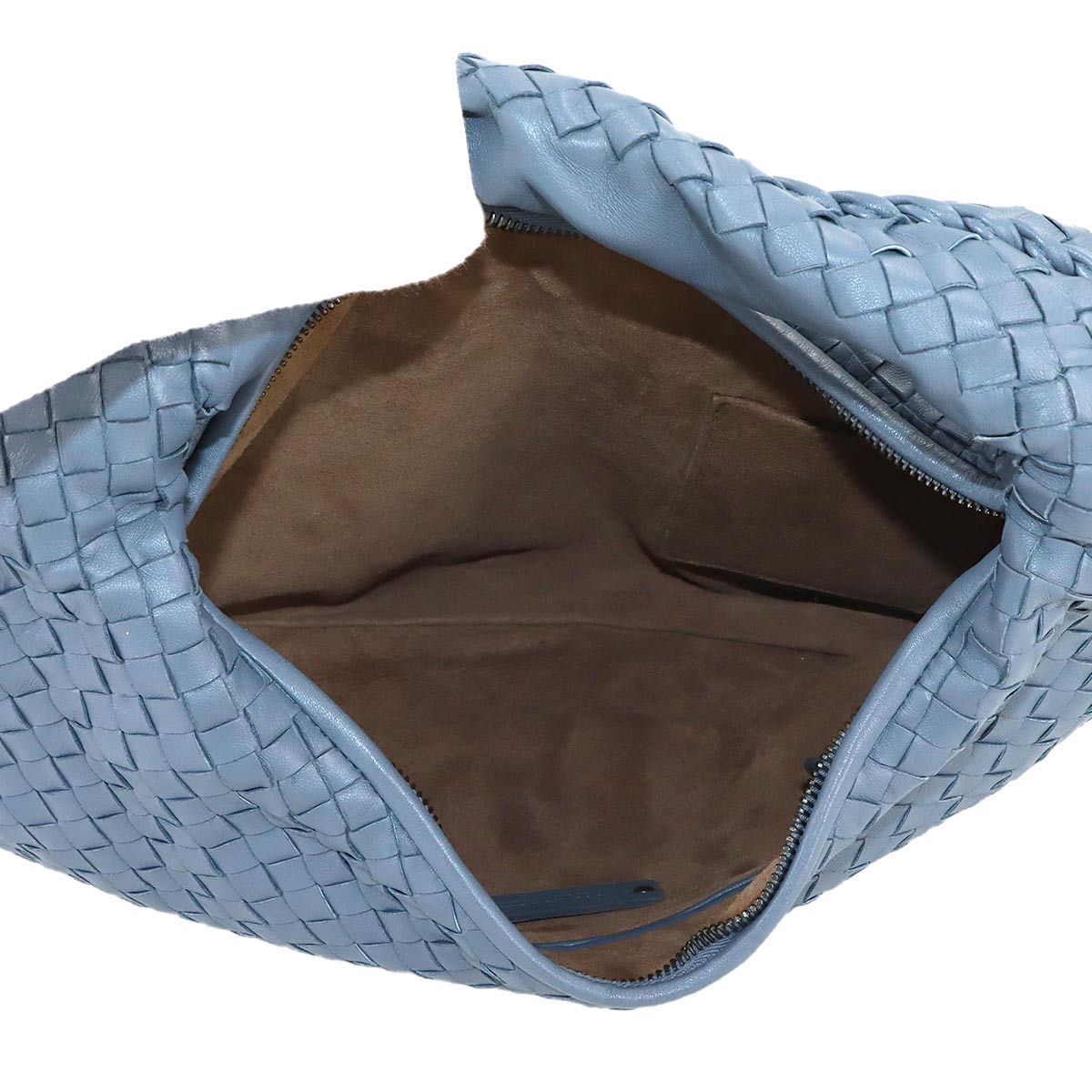 Intrecciato Shoulder Bag Leather Blue