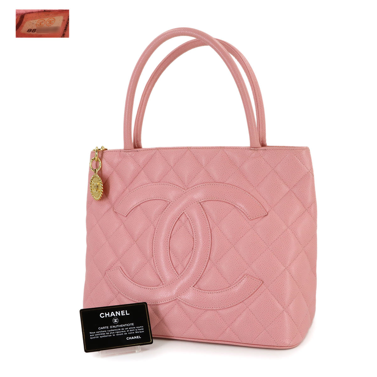 Medallion Tote Bag Leather Pink A01804 Coco Logos