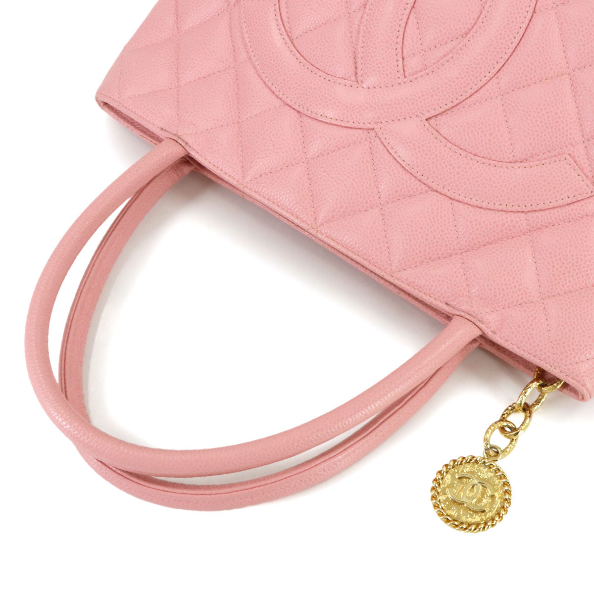 Medallion Tote Bag Leather Pink A01804 Coco Logos