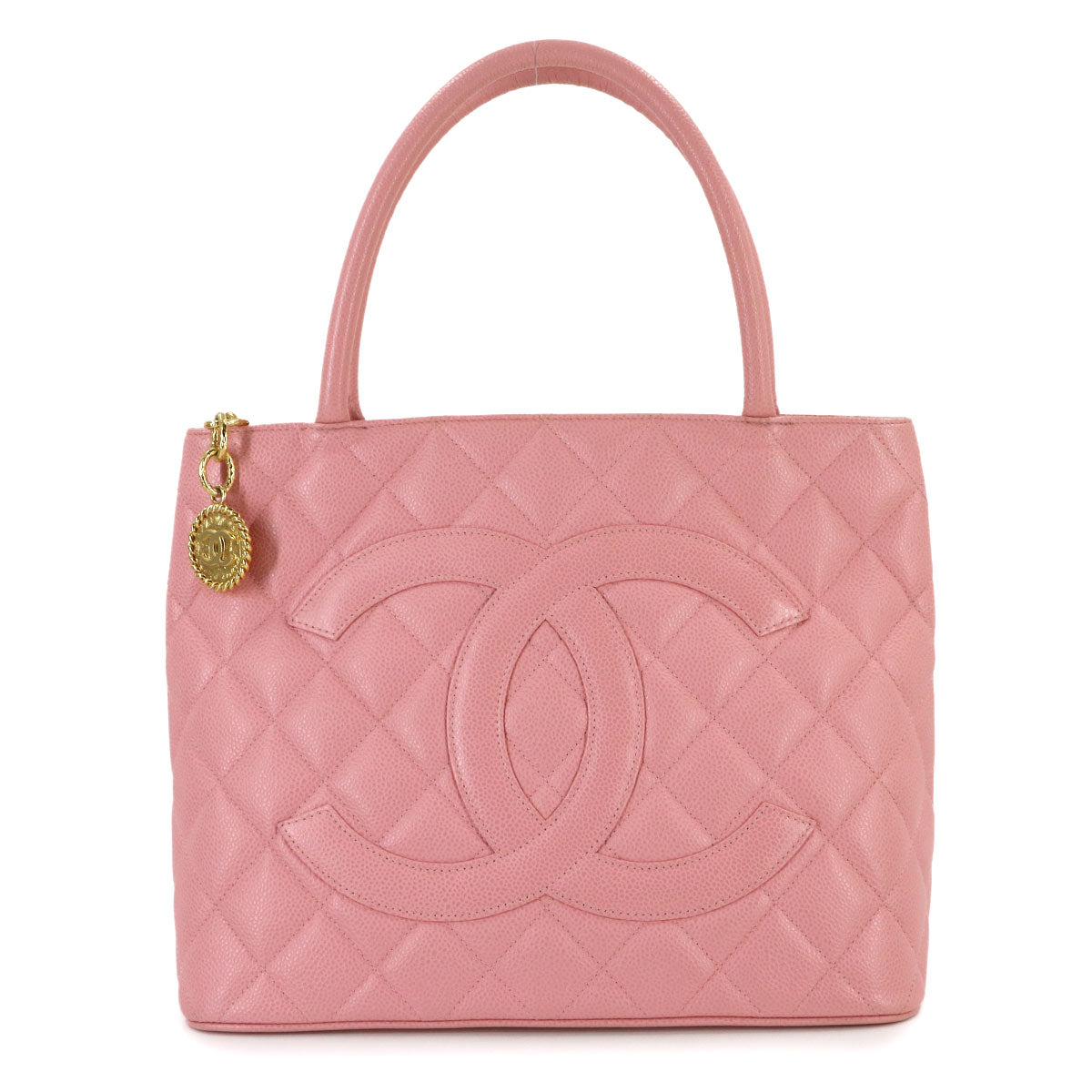 Medallion Tote Bag Leather Pink A01804 Coco Logos