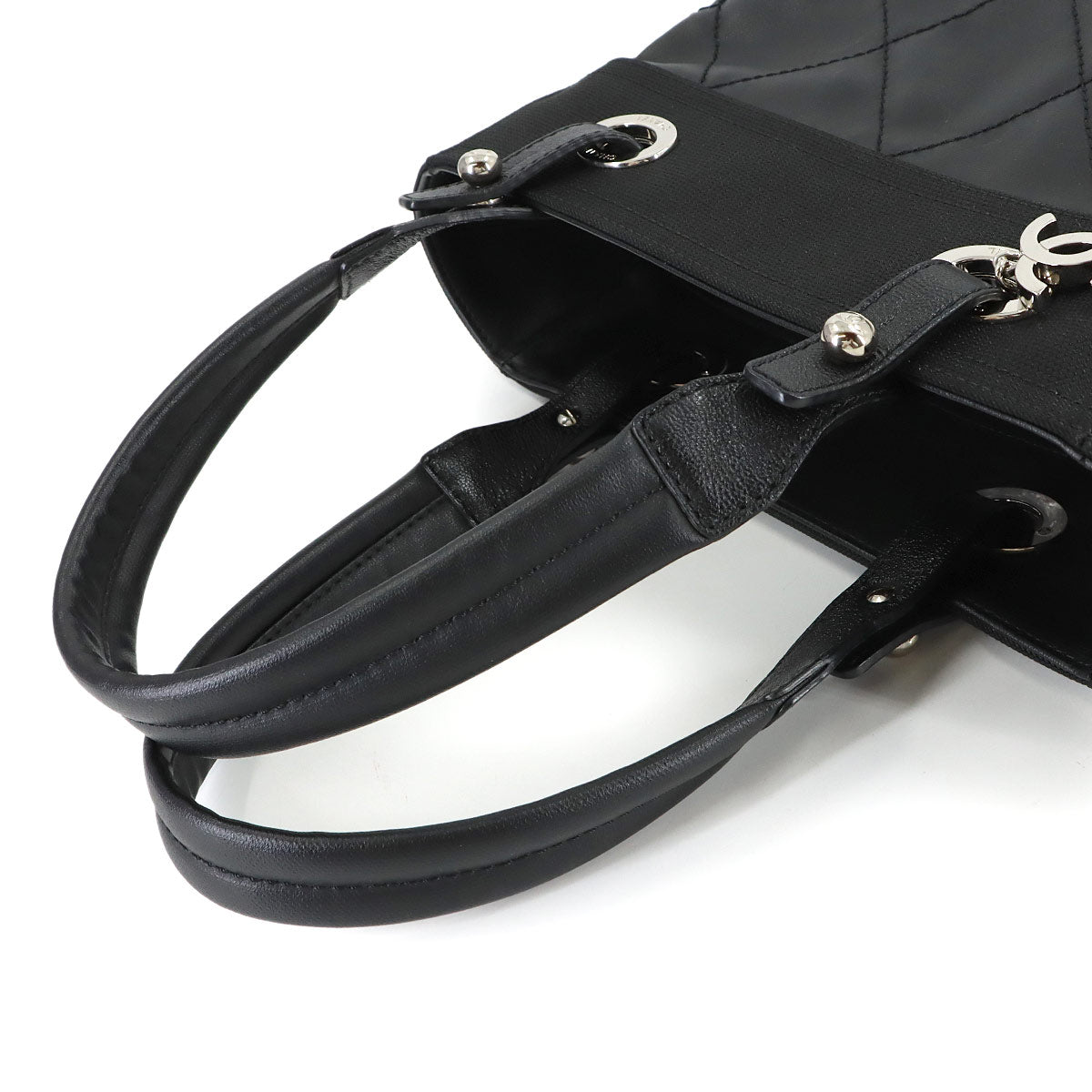 Paris Biarritz PM Tote Bag PVC Nylon Leather Black A34208 Purse