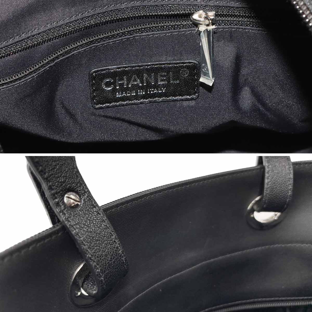 Paris Biarritz PM Tote Bag PVC Nylon Leather Black A34208 Purse