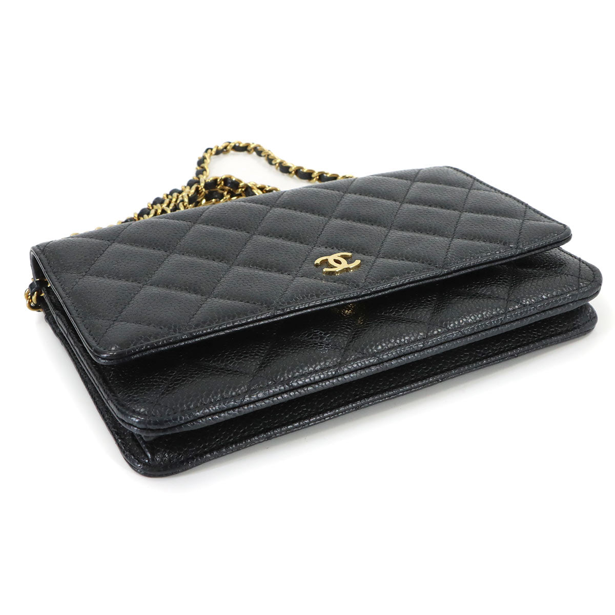 Matelasse Classic Chain Wallet Leather Black AP0250