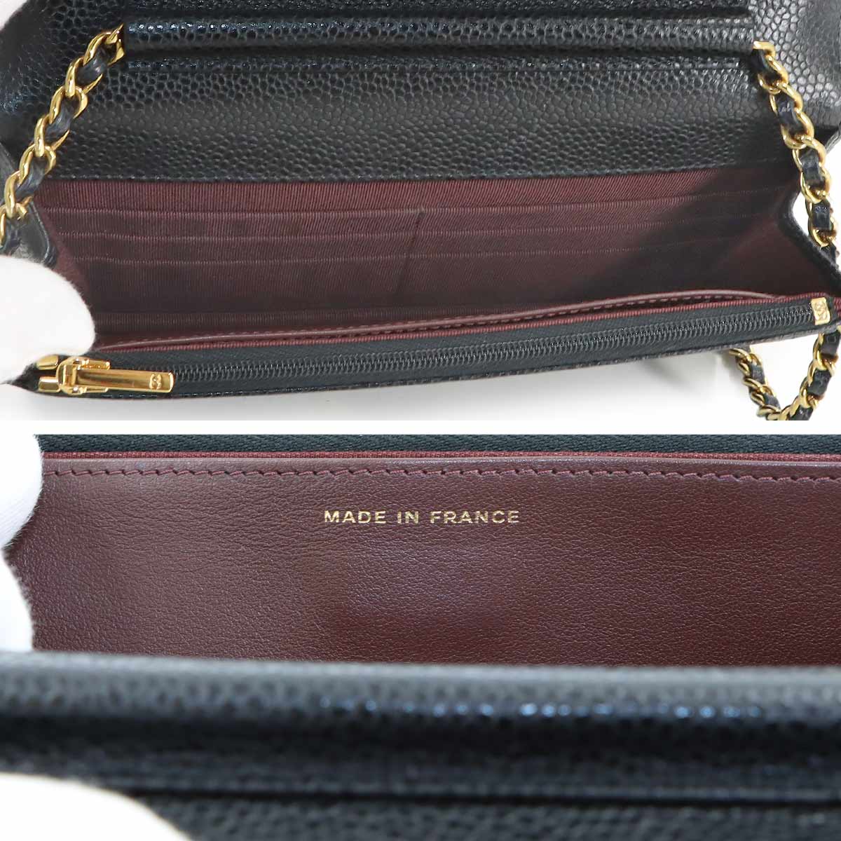Matelasse Classic Chain Wallet Leather Black AP0250