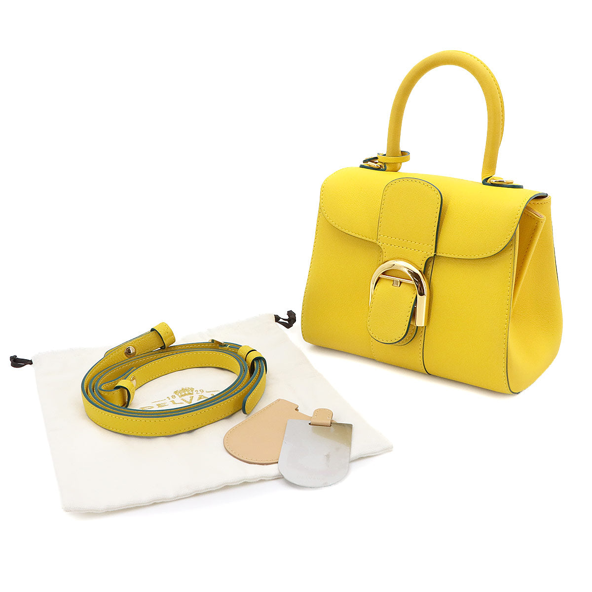 Brillant Mini Hand Shoulder Bag Leather Yellow Purse