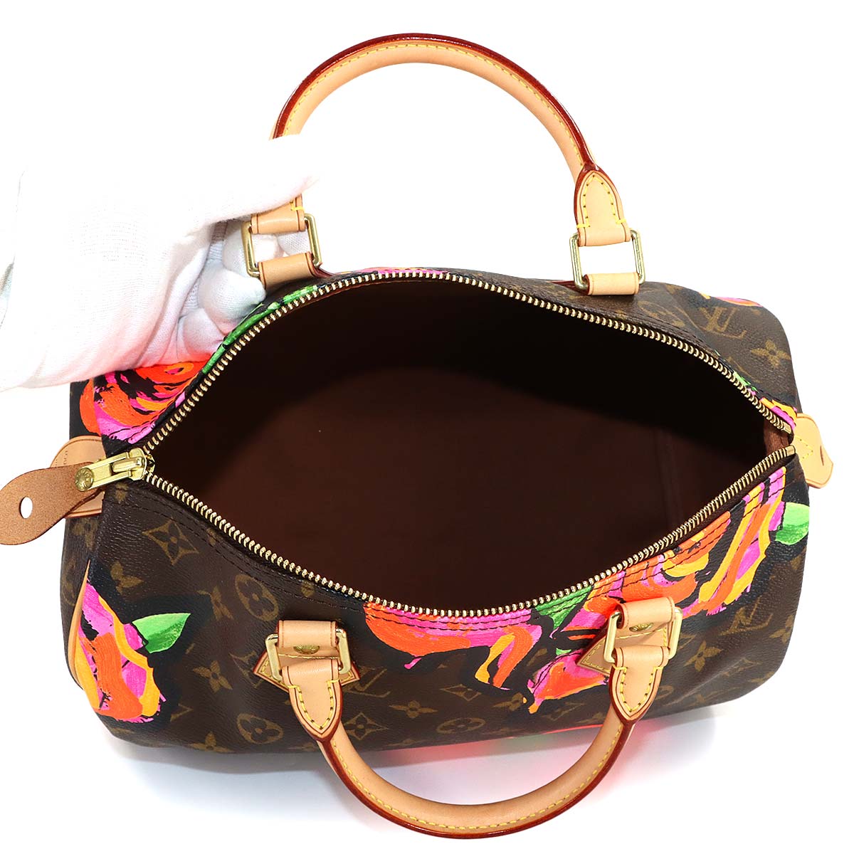 Monogram Rose Speedy 30 Hand Bag Brown Pink M48610