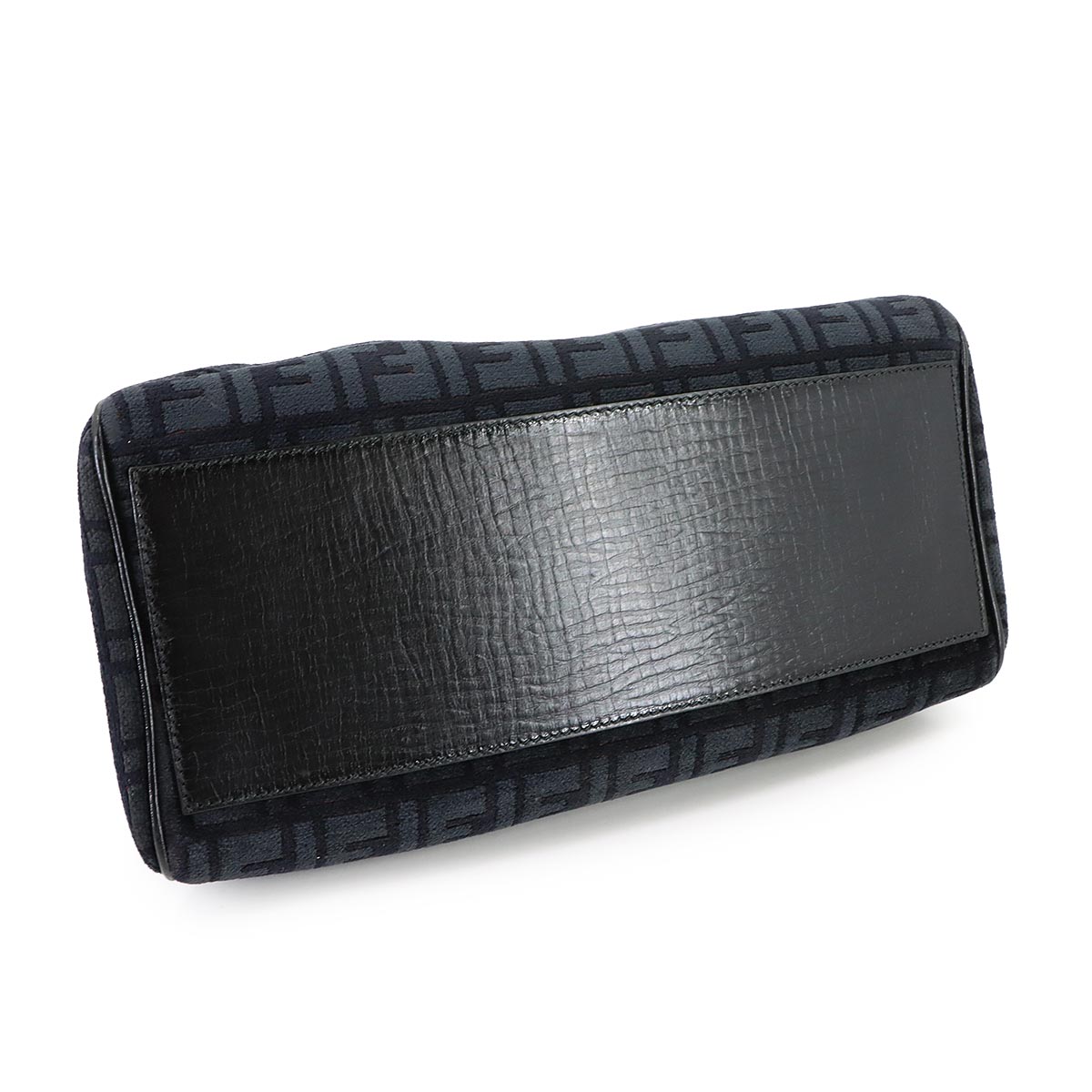 Etnico Zucca Hand Bag Velour Leather Navy Black 8BN157