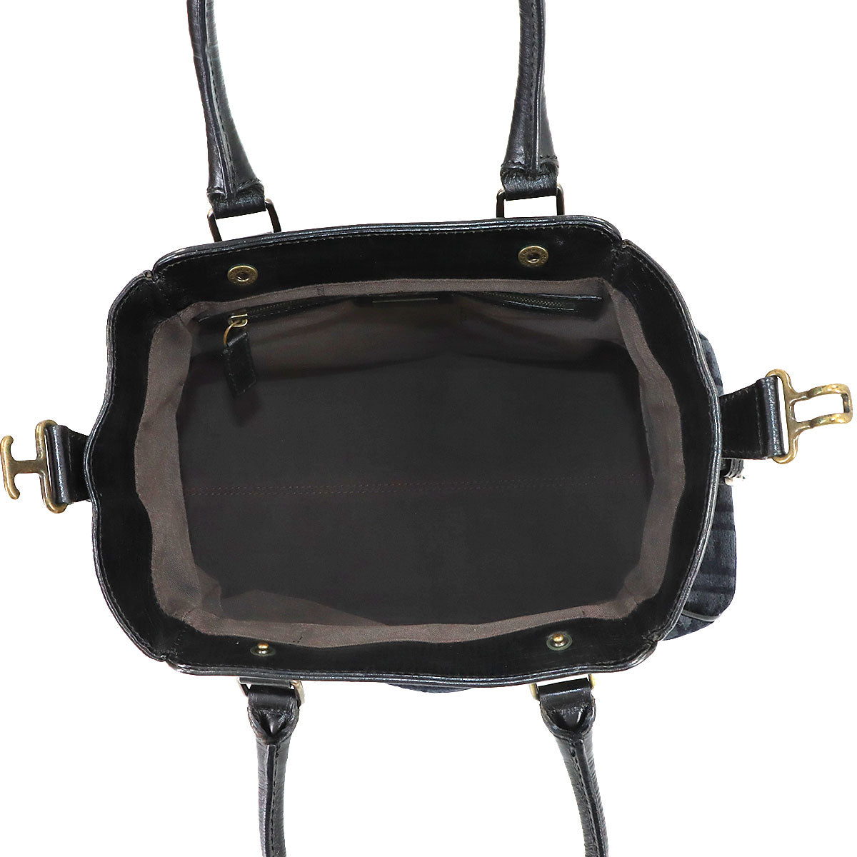 Etnico Zucca Hand Bag Velour Leather Navy Black 8BN157