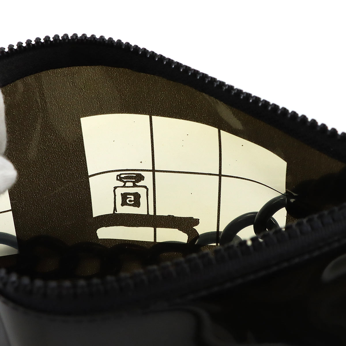 Windows Line Chain Shoulder Bag Vinyl Plastic Black Clear