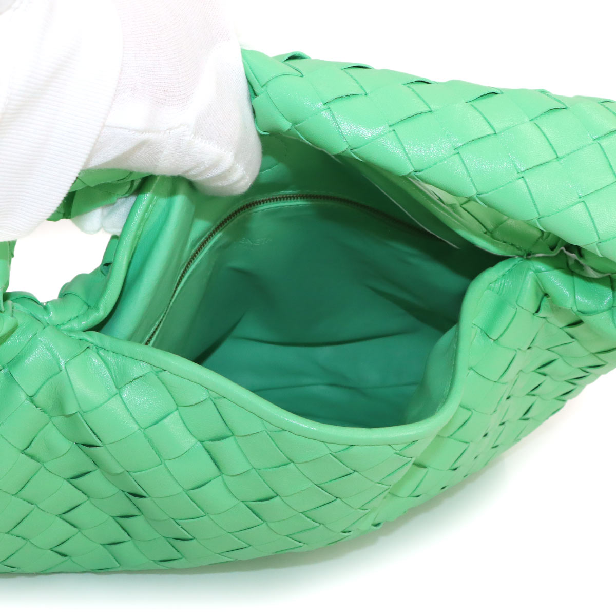 Intrecciato Pop Small Shoulder Bag Leather Green Purse
