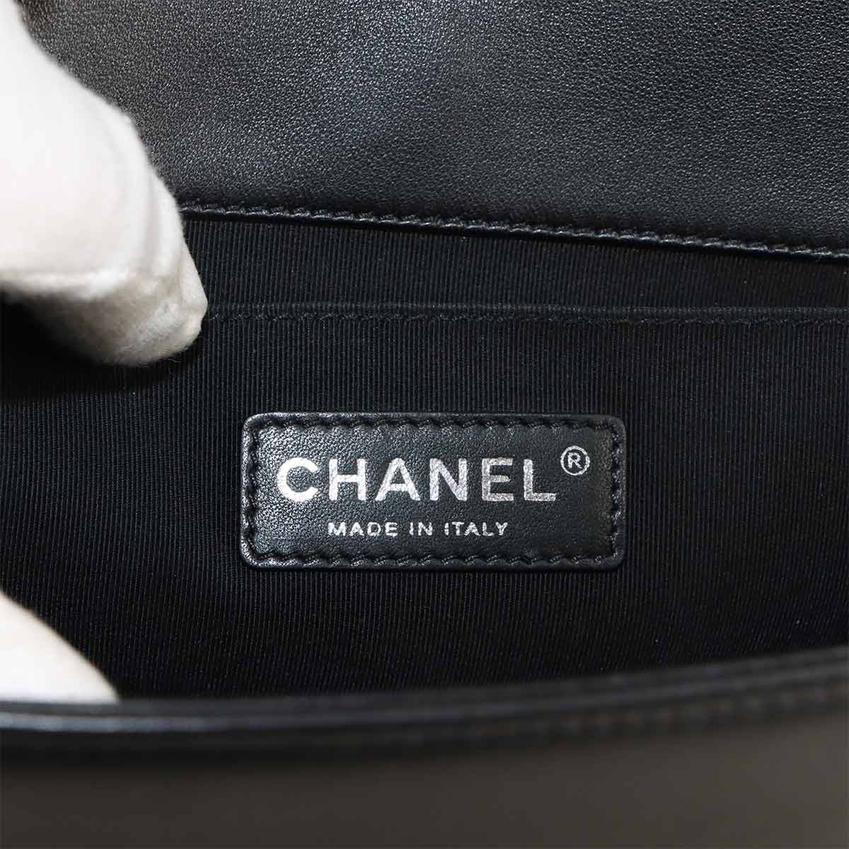 BOY CHANEL Chain Shoulder Bag Leather Black A67086 Purse