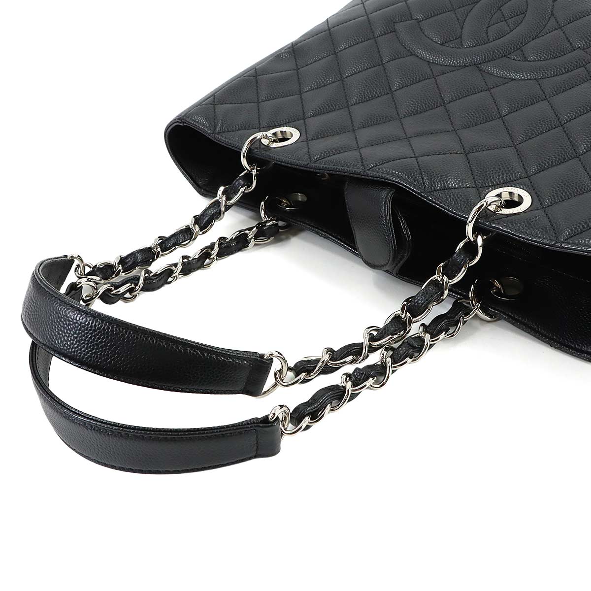 Matelasse Chain Tote Bag Leather Black Purse
