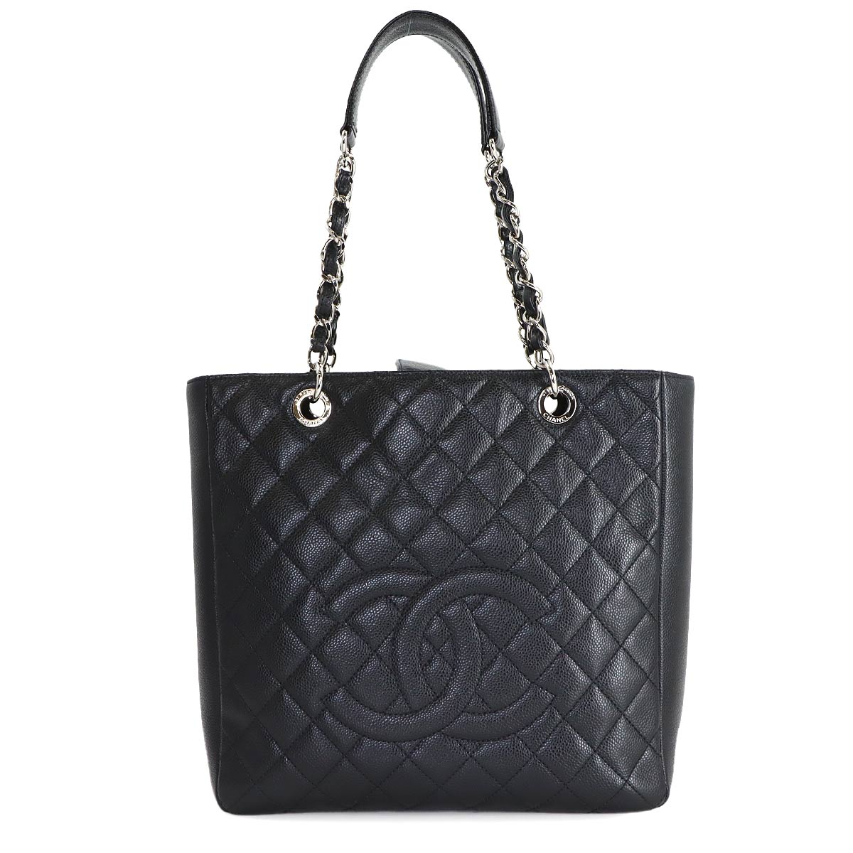 Matelasse Chain Tote Bag Leather Black Purse