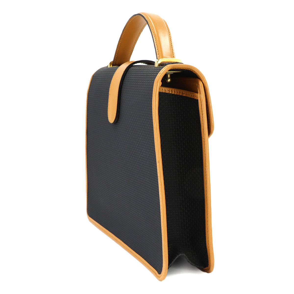 Hand Shoulder Bag PVC Leather Black Brown Vintage