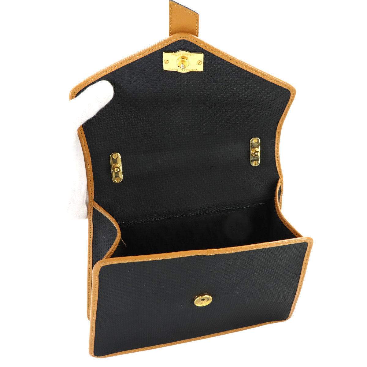 Hand Shoulder Bag PVC Leather Black Brown Vintage