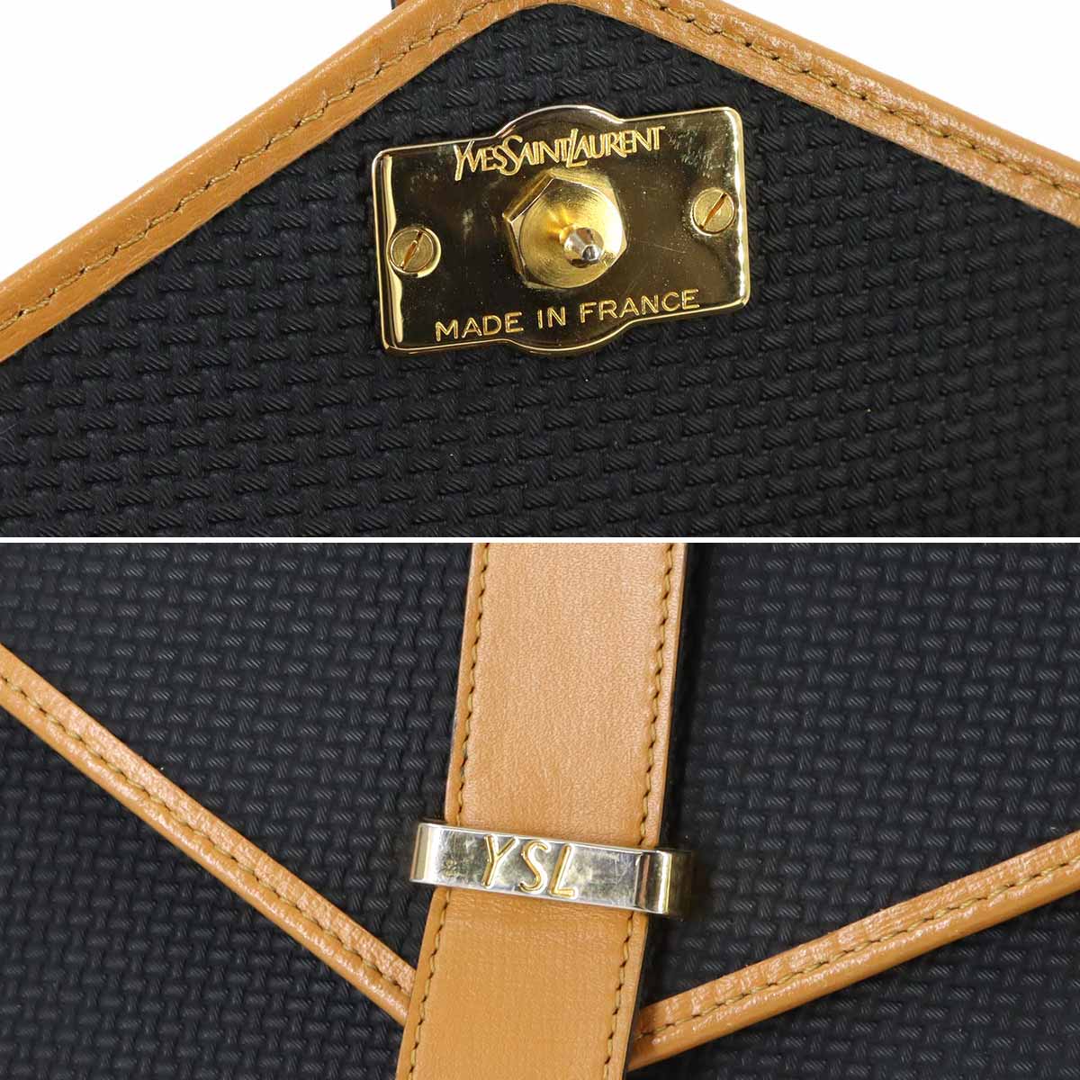 Hand Shoulder Bag PVC Leather Black Brown Vintage