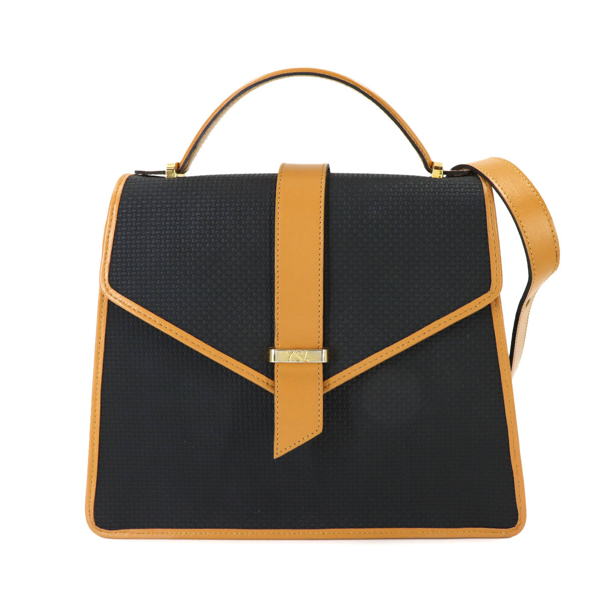 Hand Shoulder Bag PVC Leather Black Brown Vintage